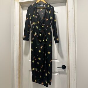 ASOS Black Floral Long Sleeve Dress